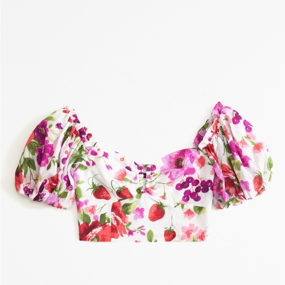 Abercrombie Pink Floral Crop Top and Ruffled Tiered Maxi Skirt Set - Picture 3 of 5